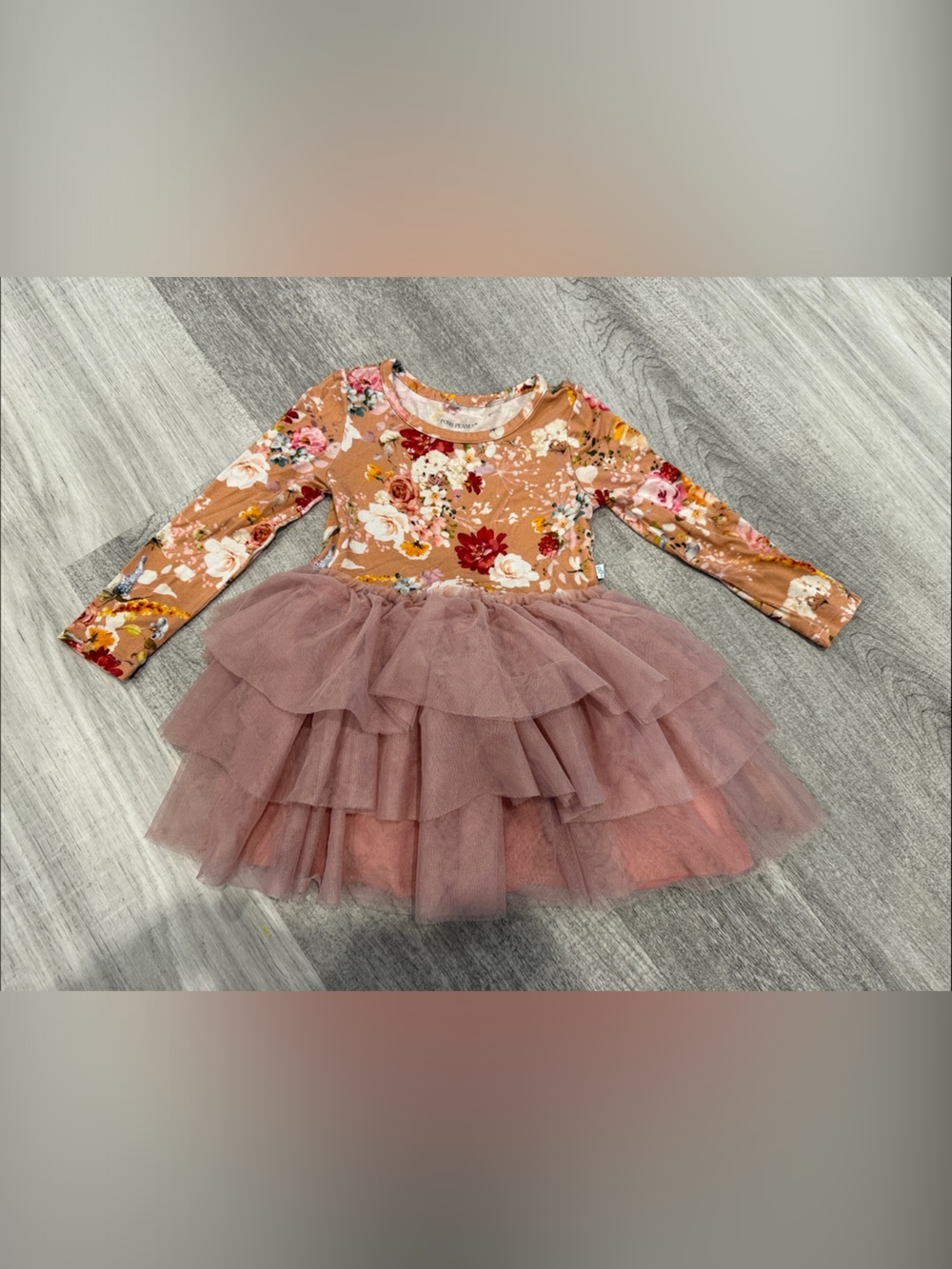 Posh Peanut Mustard Floral Top with Mauve Tulle Skirt